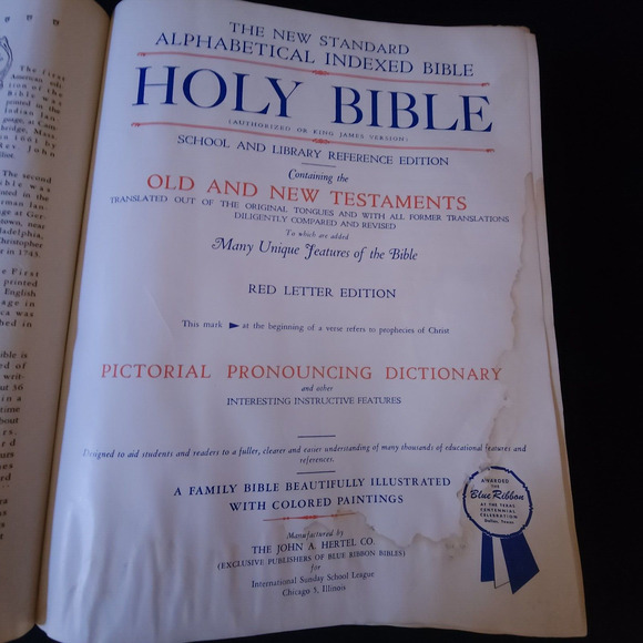 Vtg Hertel Holy Bible New Standard Reference Edition Blue Ribbon Leather 1965-66 - Picture 9 of 15